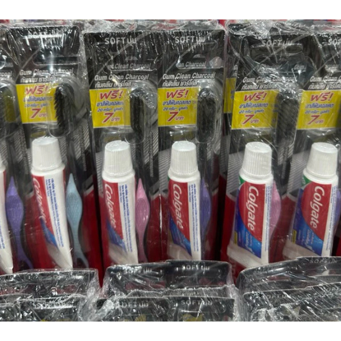 เซ็ตแปรงสีฟัน Gum clean charcoal(คละสี)+ยาสีฟัน20ก. คอลเกต แปรงสีฟัน กัมคลีน ชาร์โคล ราคา ถูกที่สุด ดีลบีเคเค แกลเลอรีภาพที่ 2