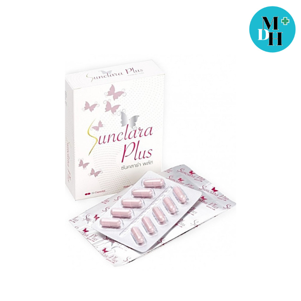 Sunclara Plus ซันคลาร่า พลัส กล่องขาว ผลิตภัณฑ์เสริมอาหาร สำหรับผู้หญิง ขนาด 20 แคปซูล 08400
