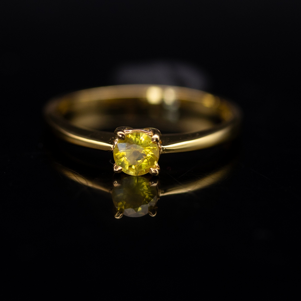 แหวนพลอยบุษราคัมน้ำทองบางกะจะ(Yellow Sapphire) ตัวเรือนCopper ผสมเงิน ชุบทอง ไซด์นิ้ว 54 หรือเบอร์ 7 US