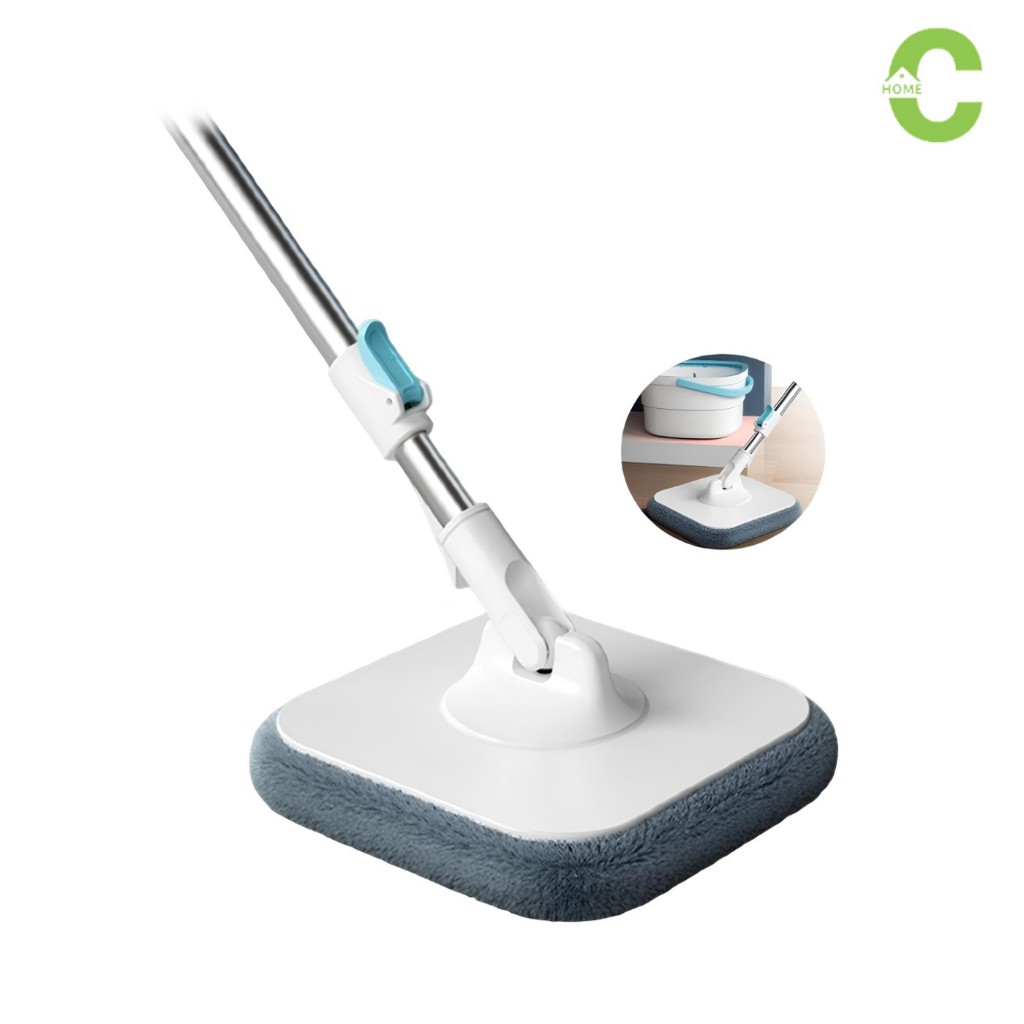 HOMEC ไม้ม็อบพร้อมถังปั่น ไม้ถูพื้น Spin mop หมุนได้ 360 องศา แข็งแรง ใช้ได้ทุกพื้นผิว มีให้เลือก 3แบบ สีฟ้า และสีเทา