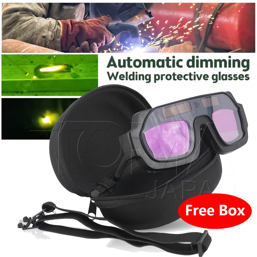 【Ready Stock】 แว่นตาเชื่อม แว่นเชื่อม ปรับแสงออโต้ ได้ทั้งสวมและคาดหัว Automatic Welding Glasses แว่นเชื่อมเหล็ก+box
