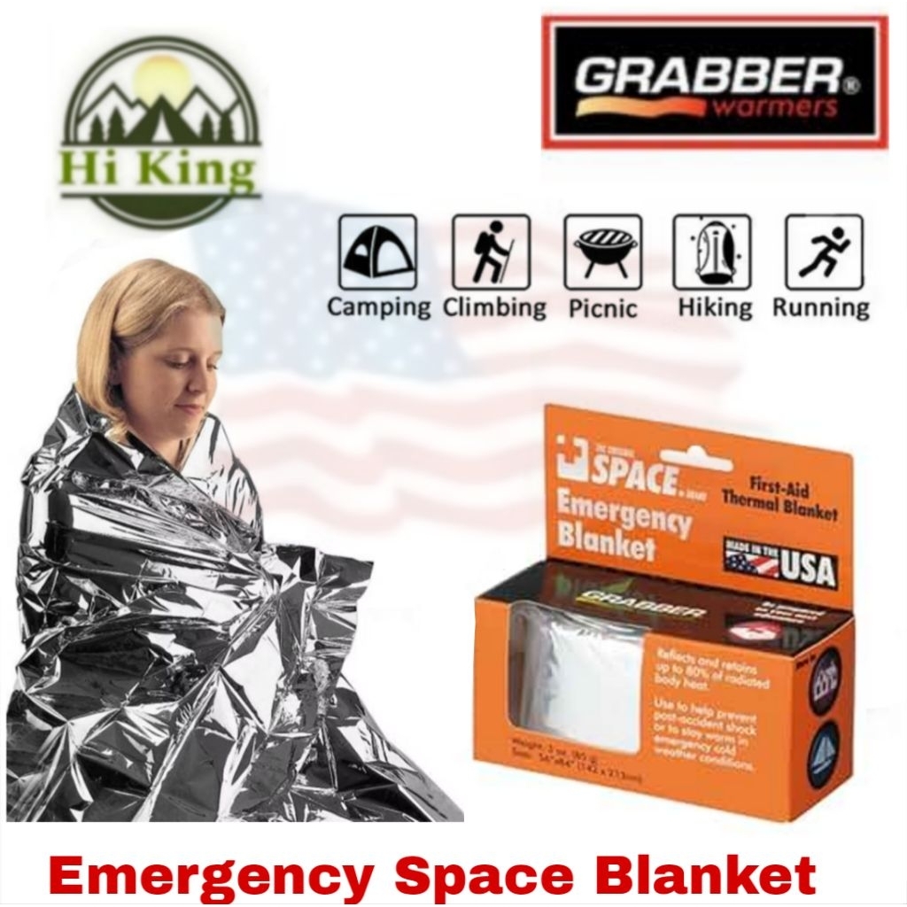 ผ้าห่มฉุกเฉิน Grabber รุ่น Original Space ขนาด 56x84 นิ้ว ฉนวน4ขั้น เกรดNASA ใช้ กู้ภัย ตกน้ำ หลงป่า น้ำหนักเบา ผลิต USA