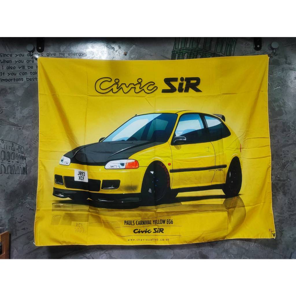ป้ายผ้าตกแต่ง ผ้าแขวนผนัง ตกแต่งร้าน ตกแต่งห้อง แต่งโรงรถ Honda civic eg ราคา ถูกที่สุด ดีลบีเคเค