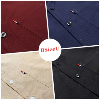 เสื้อเชิ้ตคอจีน แขนสั้น ผ้า Premium Oxford By BSizeU ทรงเข้ารูป รีดง่ายยับยาก ยิ่งซักยิ่งนิ่ม