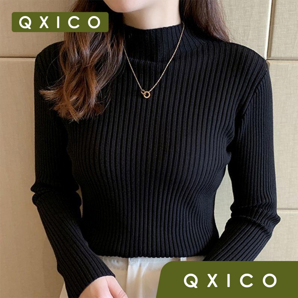 (ส่งด่วน❗️)  Qxico รุ่น CS145 เสื้อไหมพรมคอปีน แขนยาว เสื้อกันหนาว เสื้อสเวตเตอร์