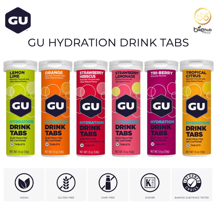 GU Hydration Drink Tabs with Electrolytes (12 pcs.) เม็ดฟู่เกลือแร่อัดเม็ดสำหรับผสมน้ำดื่ม