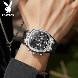 PLAYBOY ผู้ชาย นาฬิกา แท้ ยาง สายนาฬิกา กันน้ำ กีฬา หนุ่มสาว แฟชั่น 3076