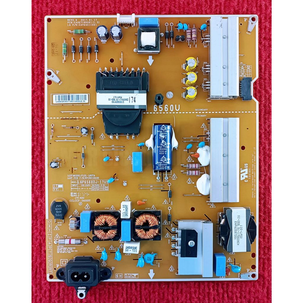 เพาเวอร์ซัพพลายทีวี LG สำหรับรุ่น60UJ630T , 65UJ630T , 65UK6100PTA พาสบอร์ด EAX67189001