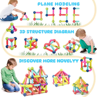 JoyToys ตัวต่อแม่เหล็ก ของเล่นตัวต่อแม่เหล็ก บล็อคตัวต่อแม่เหล็ก เด็กแม่เหล็กเบสบอลบล็อก สร้างจินตนาการ เกมสมอง