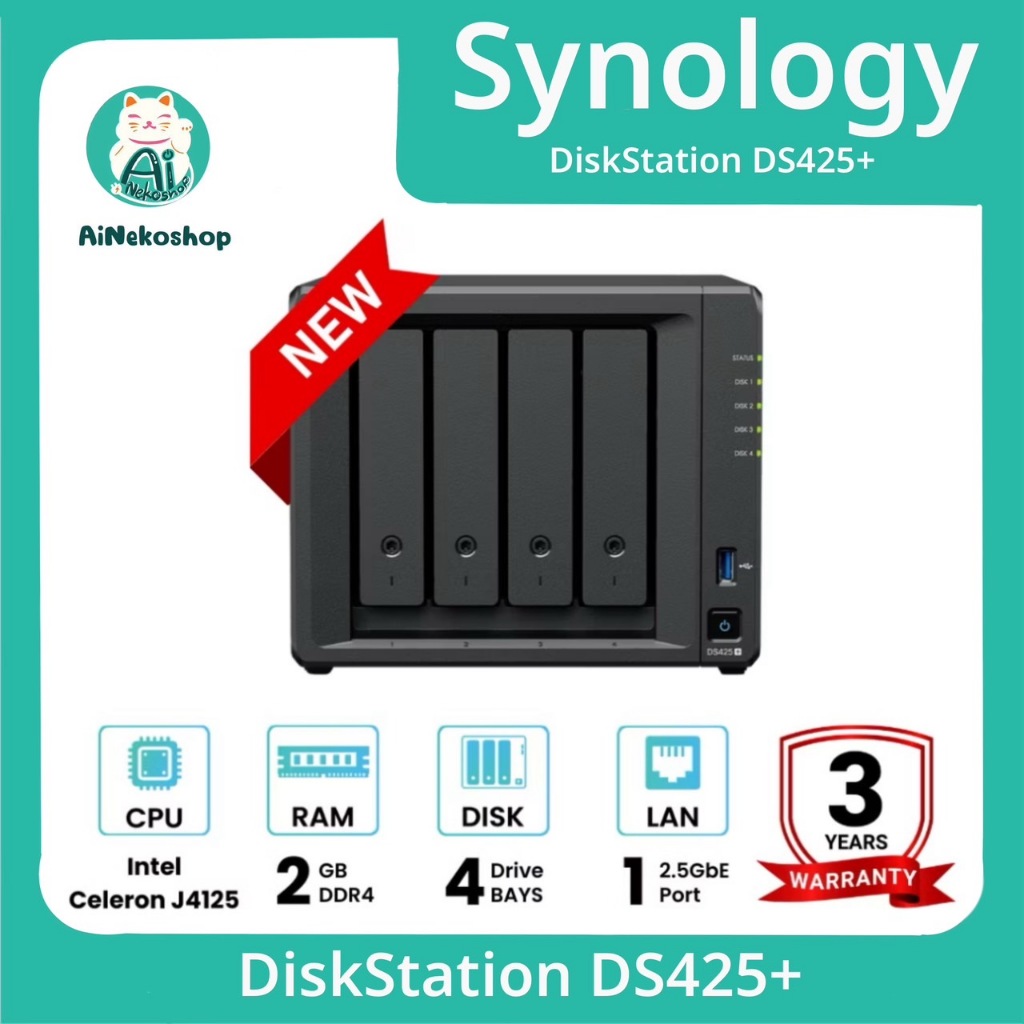 Synology DiskStation DS425+ 4-Bay NAS - New 2025!