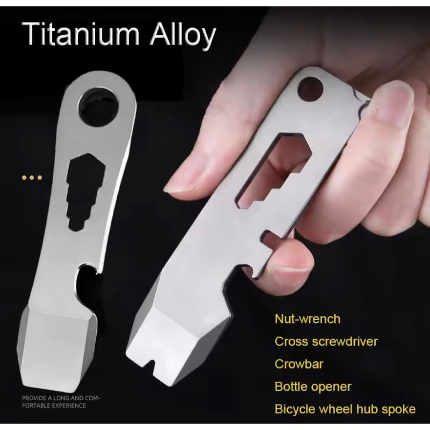 มัลติฟังก์ชั่นไทเทเนียม Crowbar ที่เปิดขวดไขควงประแจหกเหลี่ยม EDC เครื่องมือกลางแจ้งมัลติฟังก์ชั่ Camping Gear