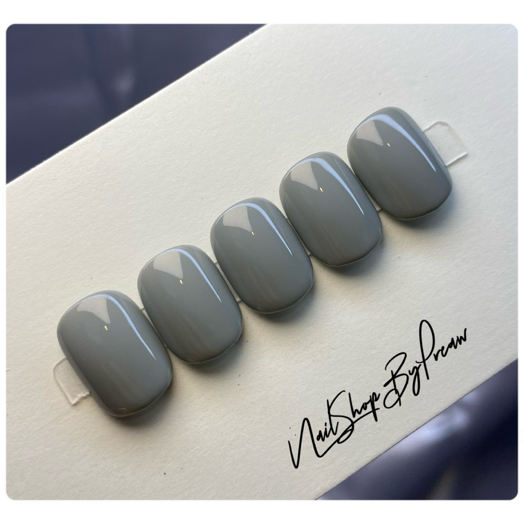 เล็บปลอมมือเท้าสีเจลแท้ สีเทา  ฟรีกาว+ตะไบทุกชุด  (จัดส่ง1-2วัน) – โปรปัง