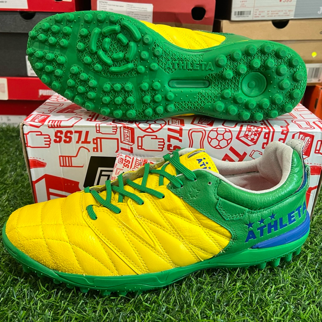 ร้อยปุ่ม รองเท้าฟุตบอล Athleta O-Rei Treinamento C005 ตัวท๊อป หนังจิงโจ้เต็มตัว