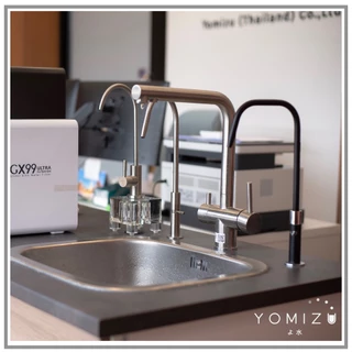 YOMIZU - ก๊อกน้ำดื่ม Premium แบบโค้ง สำหรับต่อเครื่องกรองน้ำ มอก. สแตนเลส304 (สีเงินแสตนเลส, สีดำ)