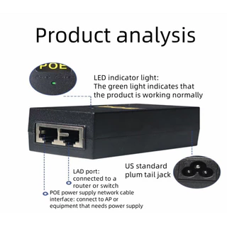 POE Power Injector ใช้ร่วมกันได้ 24V 48V แหล่งจ่ายไฟ POE อะแดปเตอร์อีเทอร์เน็ต POE