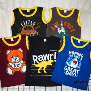 akka (แพ็ค 3 ตัว, 6 ตัว) เสื้อแขนกุดเด็ก ผ้าคอตตอน 100%