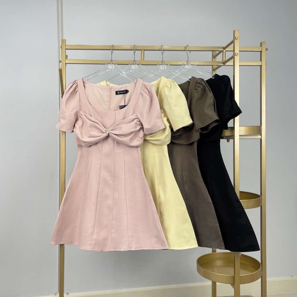 TWENTY FIVE มินิเดรสออกงาน เดรสสั้นผู้หญิง แต่งอกโบว์