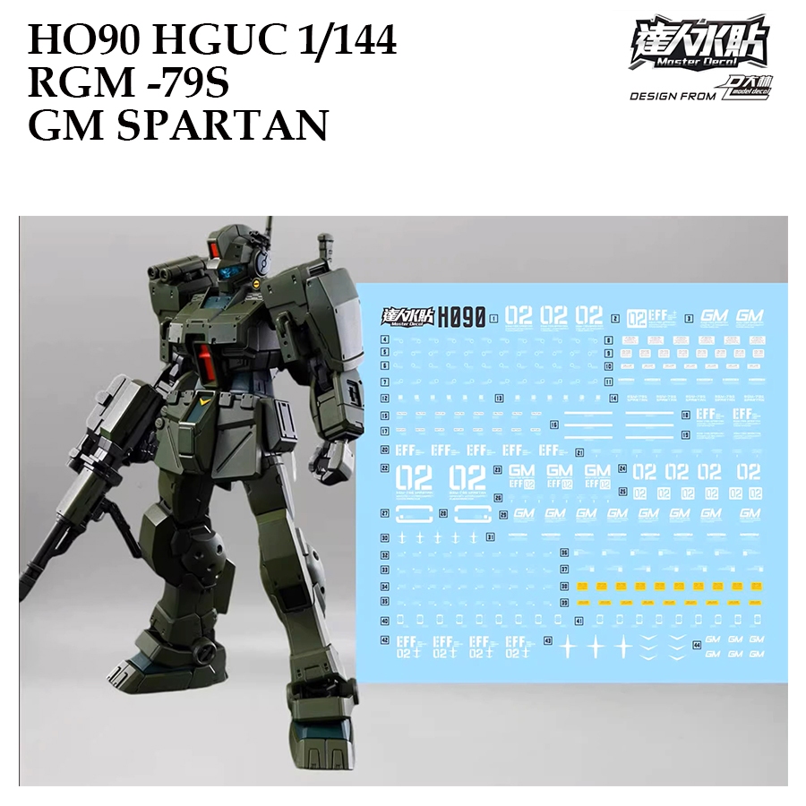 [MASTER DALIN] HO90 HG 1/144 RGM 79S GM SPARTAN GUNDAM WATER SLIDE DECAL [FLOURESCENT]
