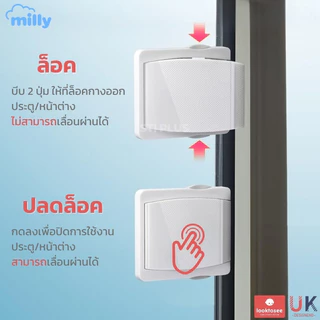ที่ล็อคประตู หน้าต่าง(บานเลื่อน) Milly “รุ่นกันเลื่อน” กันเด็กเปิด เพื่อความปลอดภัยสำหรับเด็ก