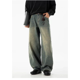 Baggy Pants Jeans 12 สี กางเกงยีนส์ผู้ชายขากว้าง ไซลินไดรต์ พอดี คอปกปานกลางพอดีเก็บอย่างดี