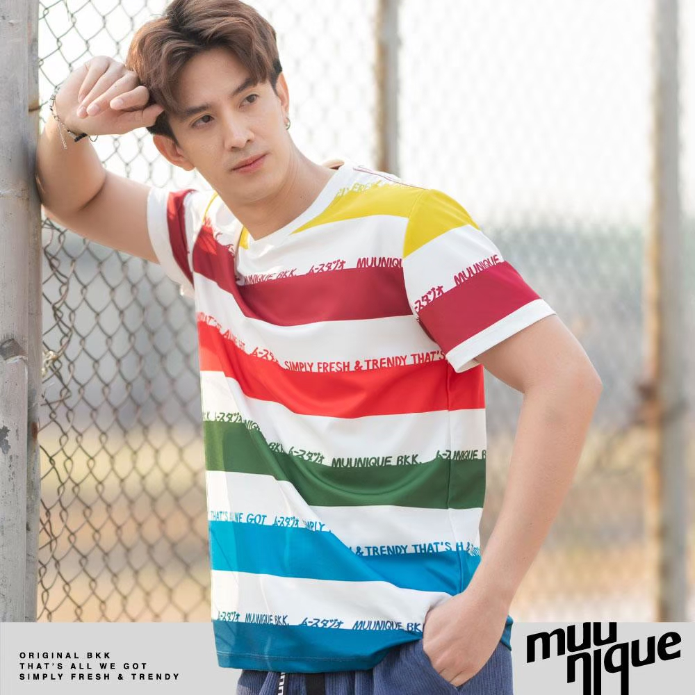 MUUNIQUE T-shirt รุ่น Stripe White