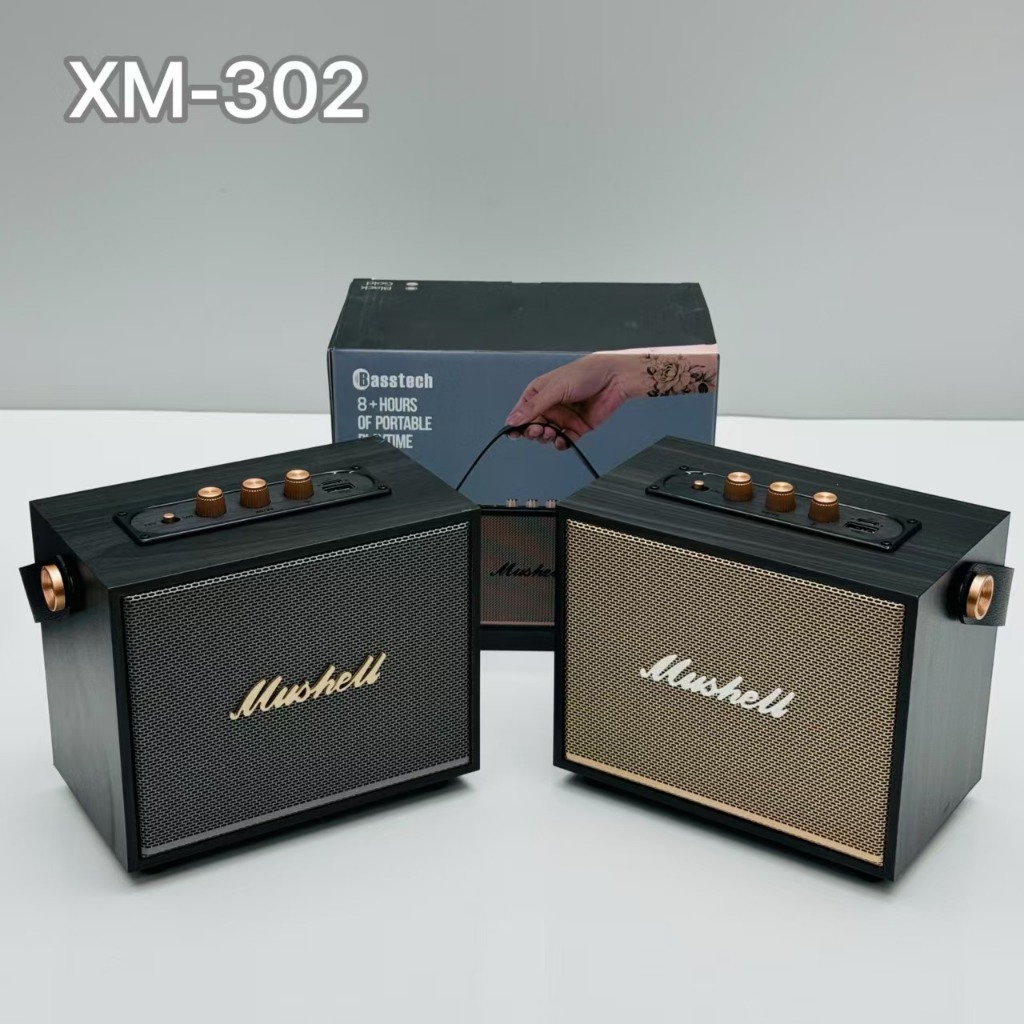 ลำโพงบลูทูธ ไร้สาย XM-302 ลำโพงตู้ไม้ เบสแน่น BT, USB, TF, FM, TWS แบบพกพา สำหรับใช้ในบ้านและกลางแจ้