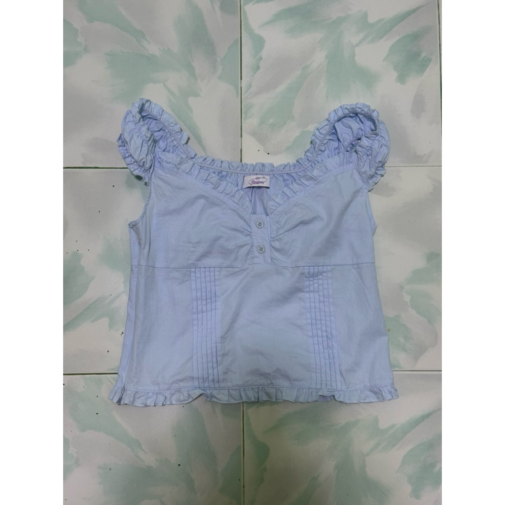 เสื้อปาดไหล่ สีฟ้า 23begins