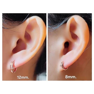 JUJI ต่างหูห่วงตะปู เงินเเท้S925 มีสีเงิน,ทอง ขนาด8mm,12mm (1คู่)