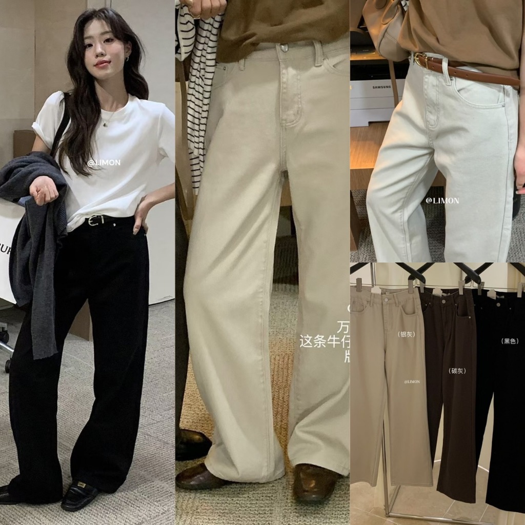 🧡🧵 🇰🇷 LM895 กางเกงขายาว ทรงขากระบอก งานสวยมากๆค่ะ ผ้าดีใส่สบาย สีแมทซ์ง่าย แฟชั่นเกาหลี TAG YJIA 🧵🧡
