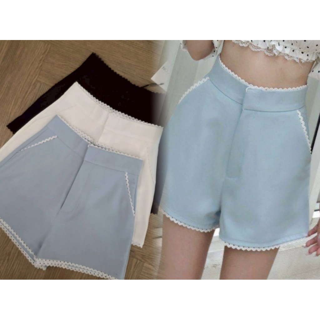 #Cotton Candy 🍭 กางเกงขาสั้นแต่งขอบ New Lamoonnee baby pants#9010