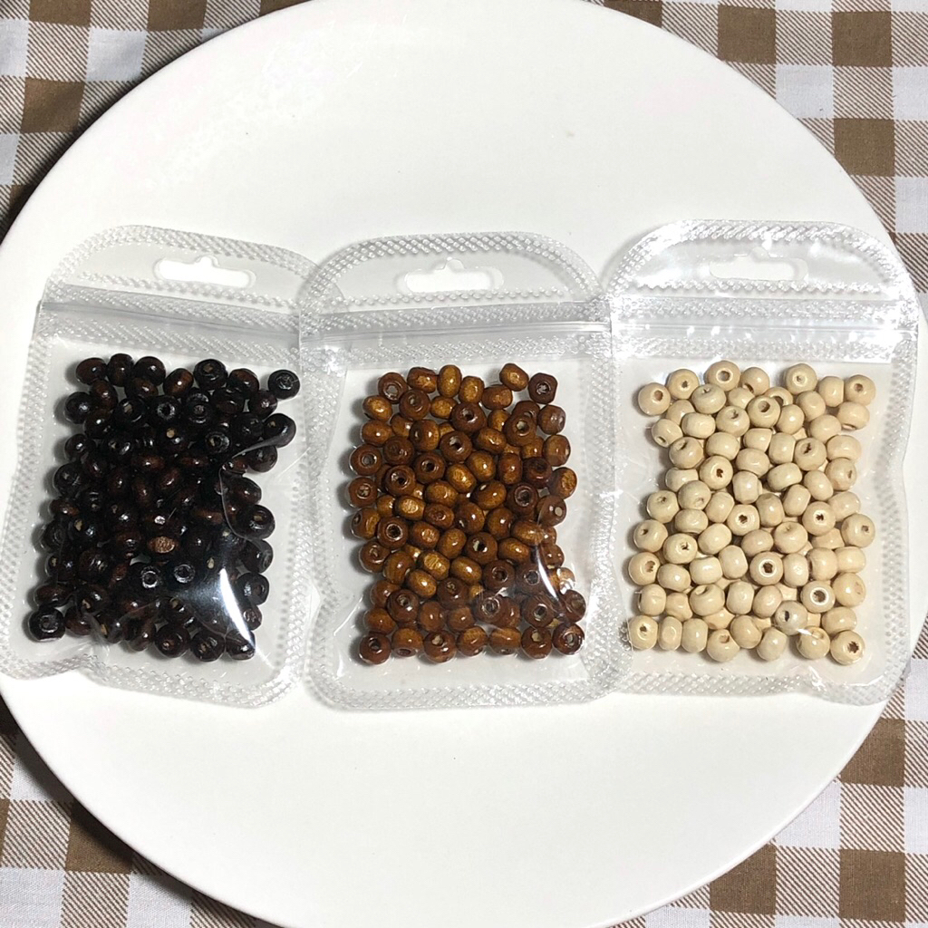 ลูกปัดไม้ 100ชิ้น พร้อมส่งจากไทย