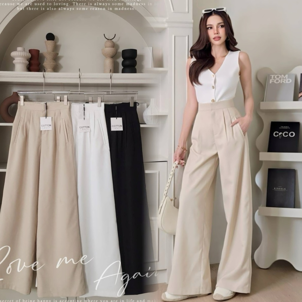 #COTTON CANDY 🍭กางเกงขายาววินเทจ ผ้าทอ New Ivy vintage pants