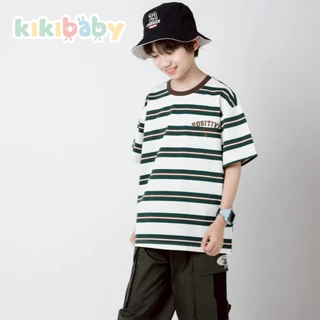 [130-160]พร้อมส่งเสื้อยืดโอเวอร์ไซส์ เสื้อผ้าเด็กผู้ชาย เด็กโต ฮิปฮอป เสื้อสีพื้น ลายทาง เสื้อผ้าเด็กชาย TB