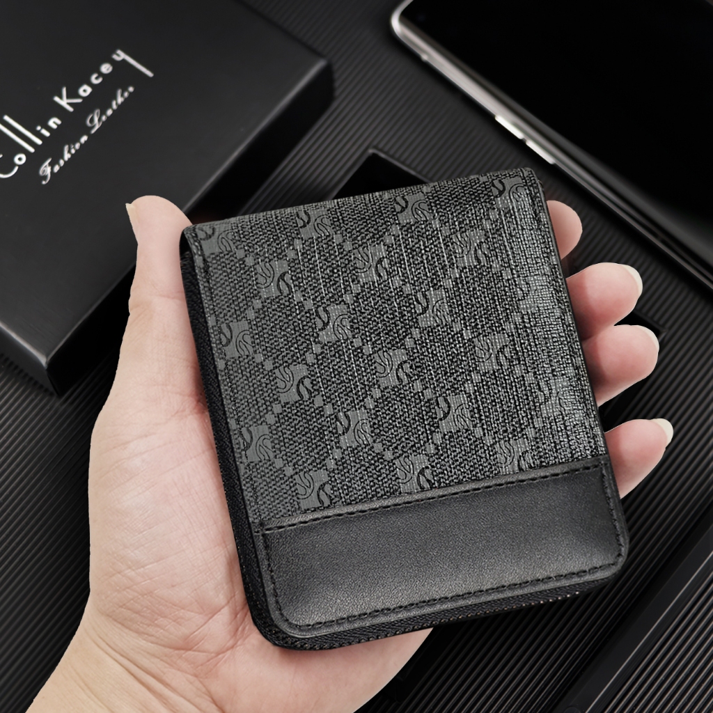 XM-2005C กระเป๋าสตางค์ลายสก็อต มีซิปรอบ เก๋ไก๋สำหรับผู้ชายและผู้หญิง พร้อมกล่องของขวัญฟรี - รูปที่ 2