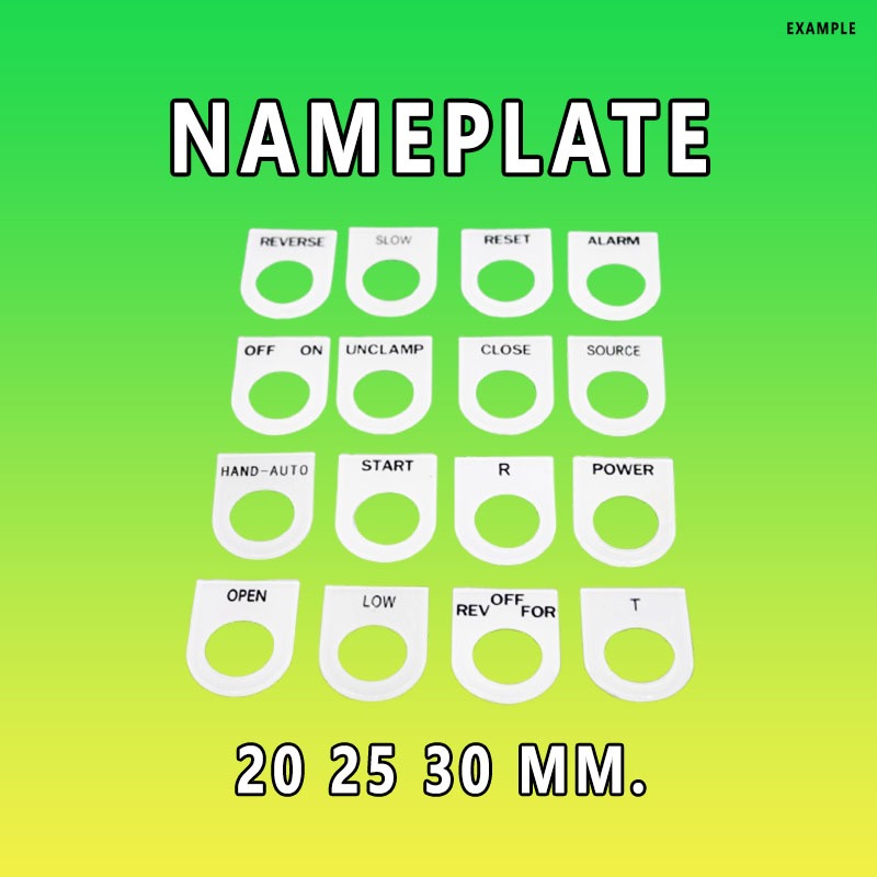 ป้ายเนมเพรทใส พื้นหลังขาวอักษรดำ รู 22mm.