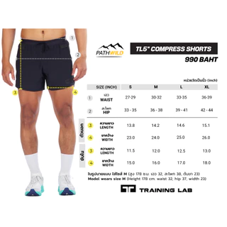 TRAINING LAB TL5" COMPRESS SHORTS (2 in 1) 25121 กางเกงวิ่ง รุ่น 5 คอมเพรส น้ำหนักเบา แห้งเร็ว ใส่สบาย