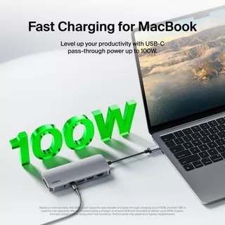 Belkin USB-C Hub 7-in-1 HDMI 4K60Hz PD100W SD Card 3.5mm สำหรับ MacBook iPad Laptop รุ่น AVC009-V2
