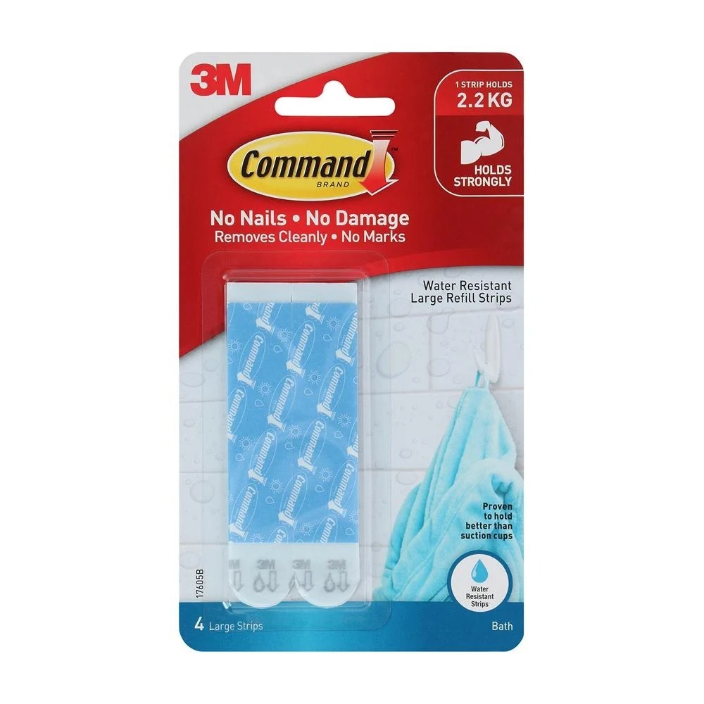 แผ่นเทปกาวคอมมานด์กันน้ำ 3M ขนาดใหญ่ สีขาว | Waterproof Command Tape Large 3M