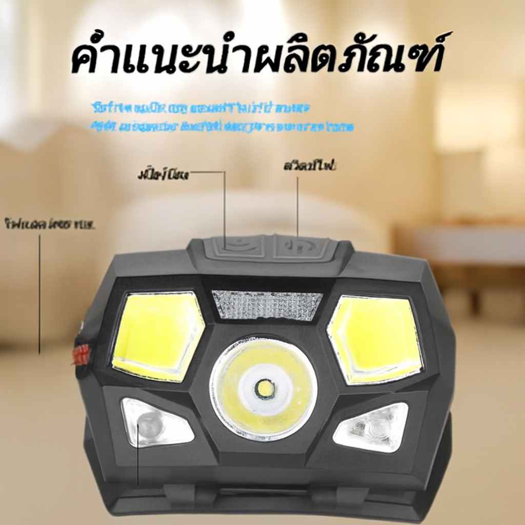 หัวไฟลีด์ส่องแสงแรงทนทนต่อน้ำรับสัญญาณ USB รุ่นใหม่ หัวไฟวิ่ง  หัวไฟตกปลาสำหรับชาร์จด้วยการรับสัญญาณ
