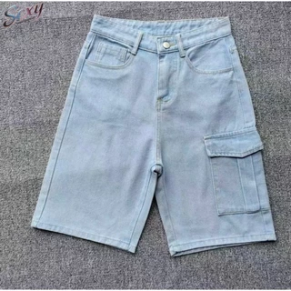 New arrival cargo shortขาสั้นคาร์โก้ยีนส์ เนื้อผ้านุ่มและระบายอากาศได้ดี ส่งไวจากไทย