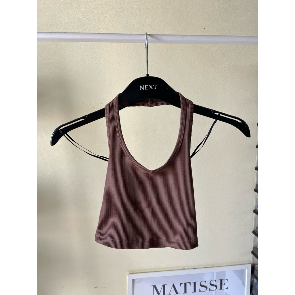 เสื้อคล้องคอ สีน้ำตาล H&M (xxs) #เสื้อผ้ามือสอง