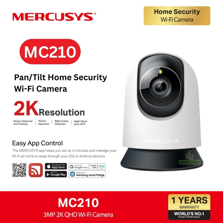 MERCUSYS (MC210) 2K 3MP Pan/Tilt Home Security Wi-Fi Camera