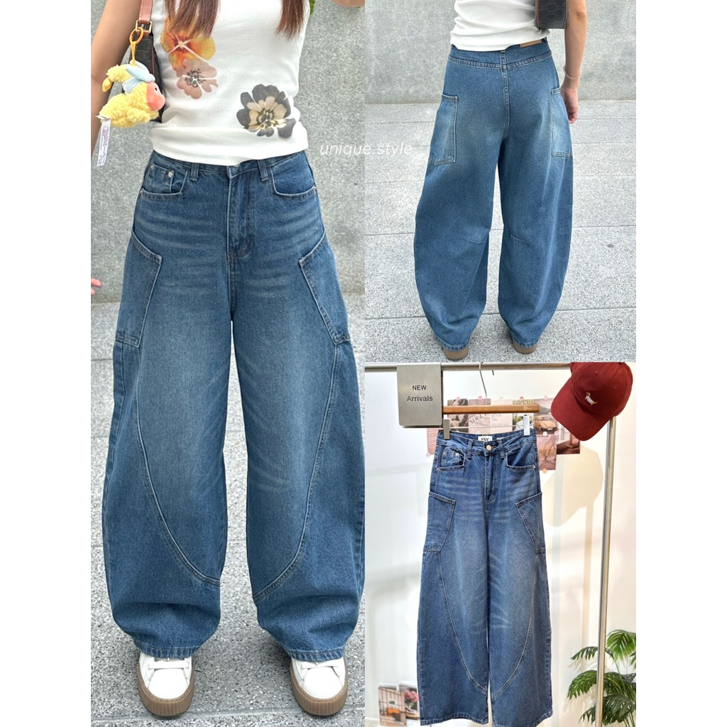 กางเกงยีนส์ทรงบอลลูน ทรงสวย แมทซ์ง่าย ป้าย FSY🇰🇷