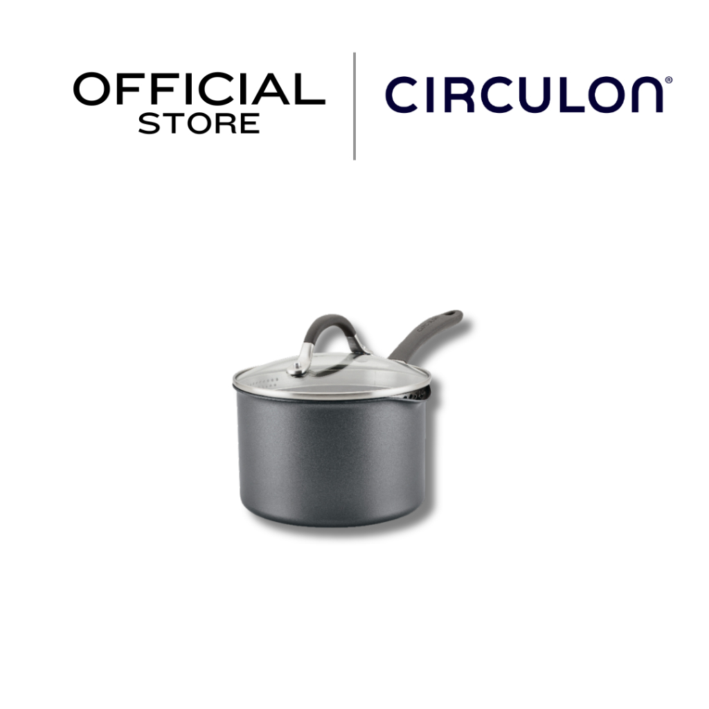 CIRCULON A1-SERIES เครื่องครัวอลูมิเนียมเคลือบผิวลื่น - หม้อด้าม ขนาด18ซม./2.8 ลิตร พร้อมฝาแก้ว (81833-T)