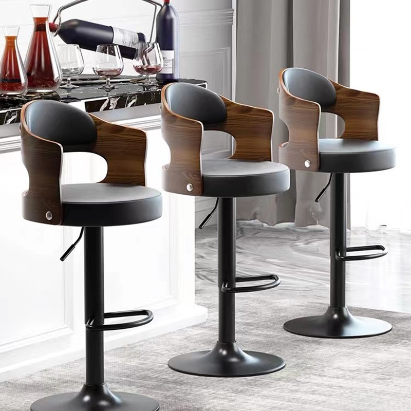 เก้าอี้บาร์ เก้าอี้สูง เก้าอี้บาร์สไตล์โมเดิร์นเรียบง่าย เก้าอี้ยกสำหรับใช้ในบ้าน เก้าอี้หมุนสำหรับเคาน์เตอร์แคชเชียร์ เ