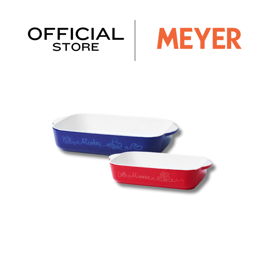 DISNEY BON VOYAGE Meyer ชุดเซ็ตถาดอบเซรามิก 2 ชิ้น ลายมิคกี้เมาส์ ลิขสิทธิ์แท้ (48938-C)