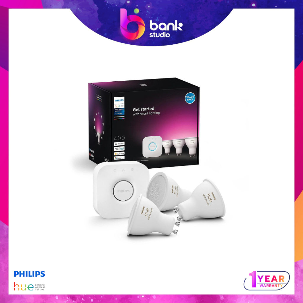 (ประกัน 1 ปี)หลอดไฟอัจฉริยะ Philips Hue GU10 Starter Set