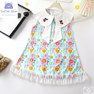 ชุดเดรสเด็กหญิง แขนกุด ผ้าบางเบา ใส่สบายไม่อับชื้น พิมพ์ลายส…