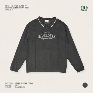Highschool Preppy Collection 2025 Oversize Knit Long Sleeve Polo เสื้อไหมพรมโปโลแขนยาว - TPB09560