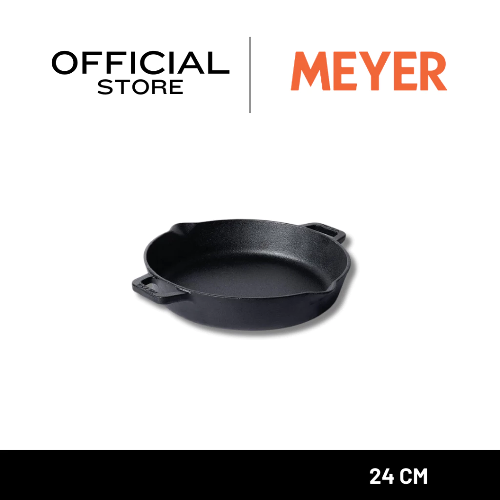 MEYER CAST IRON กระทะเหล็กหล่อ SKILLET 2 SIDE HANDLE 24 ซม. เหมาะสำหรับผัด ทอด ปราศจาก PFOA (48095-C)